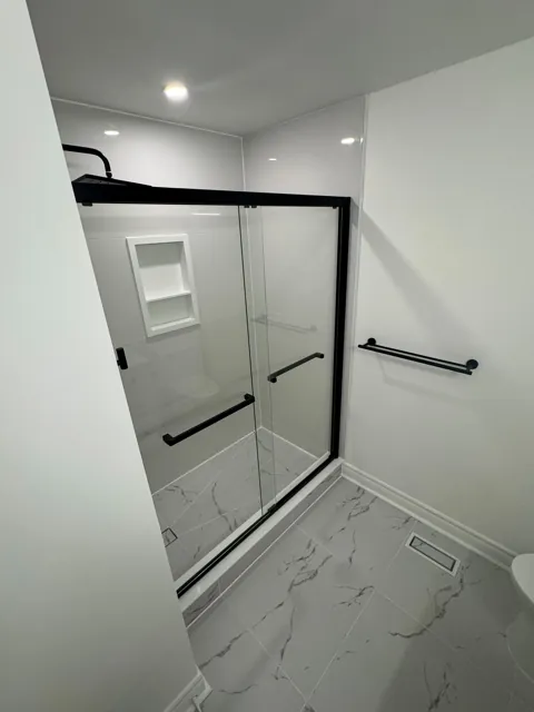 Tub to shower renovation in Milton, after Canzeno